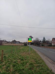 Photo of speed indicator device on Whitehill Lane