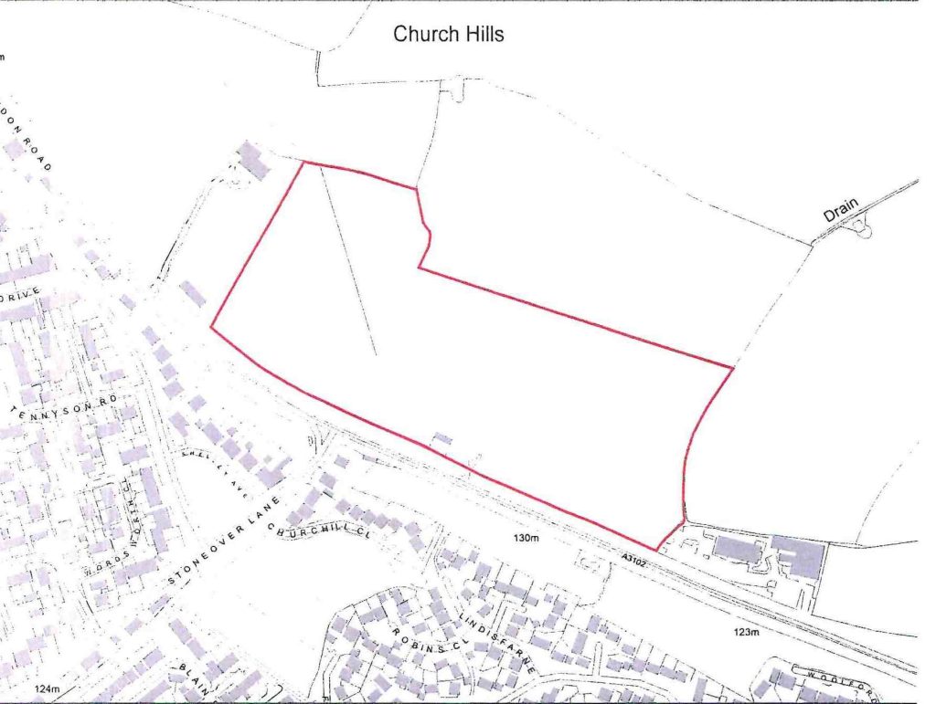 Location plan for development proposed at Land North of Swindon Road