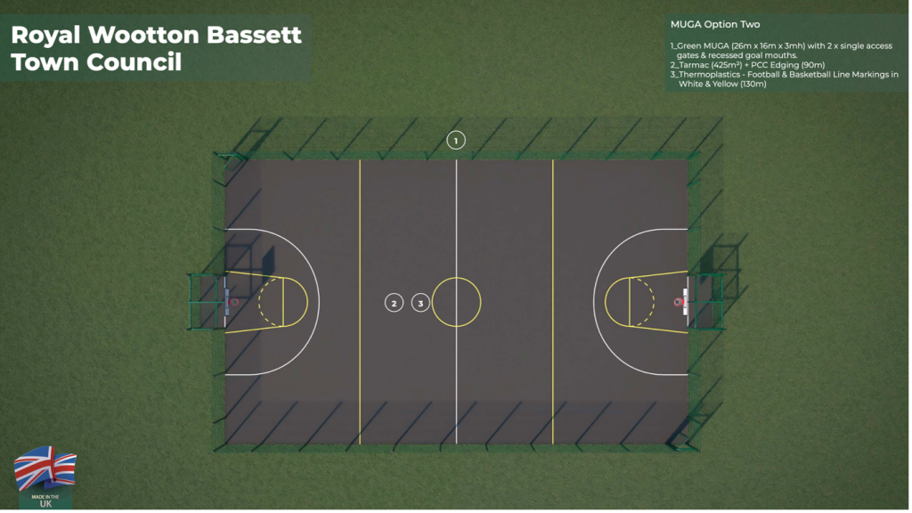The chosen design for the Multi Use Sports Area