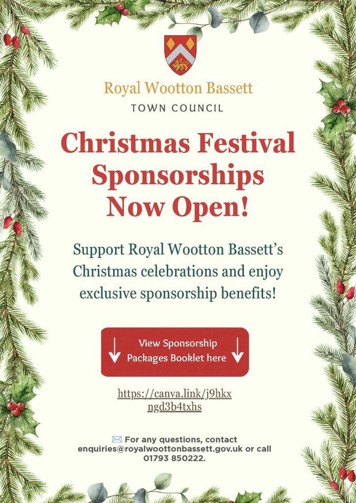 poster informing Christmas Festival sponsorship available, questions to call 01793 850222
